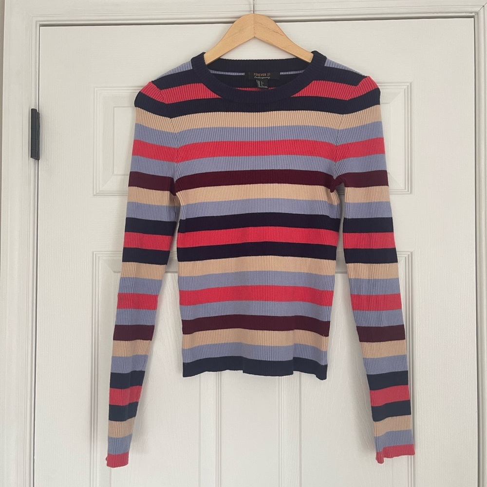 Forever 21 90’s striped stretchy long sleeve sweater Y2K.